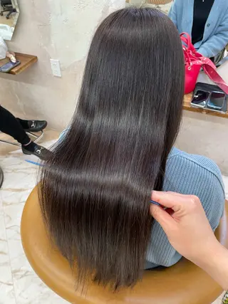 ロング 縮毛矯正/ブリーチ なしダブルカラー輝希のヘアスタイル