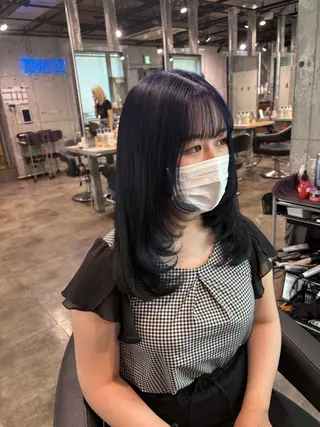 セミロング カラー ハイトーンブロンド 横浜💞ミオのヘアスタイル