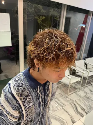 ショート パーマ メンズ 米谷 理玖のヘアスタイル