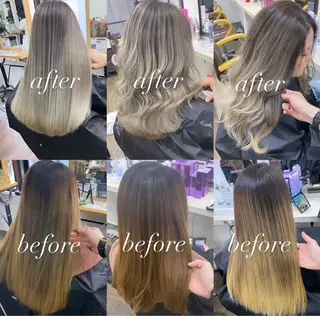 セミロング カラー ヒカ/外国人風 デザインカラーのヘアスタイル