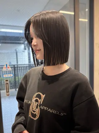 ミディアム カラー cie所属・ボブ/ミニボブ 透明感カラーkadoのヘアスタイル
