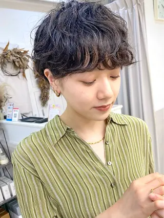 ショート パーマ 会田 渡夢のヘアスタイル