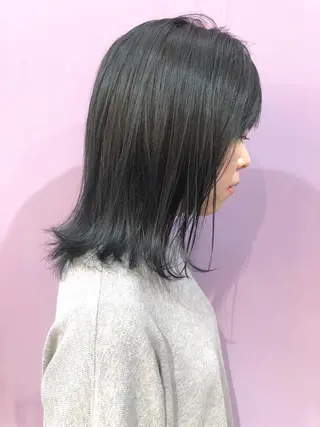 ミディアム カラー パーマ 細川 亮のヘアスタイル
