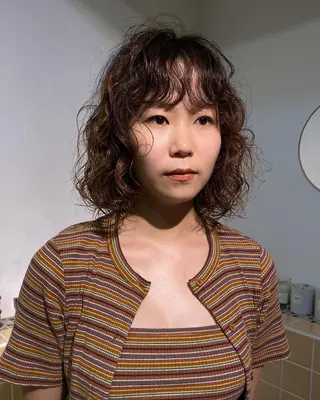 ミディアム パーマ nelke/レイヤー 立川/ブリーチのヘアスタイル