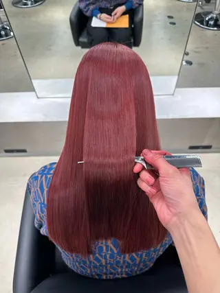 ロング カラー ハイトーン/ 縮毛矯正のヘアスタイル