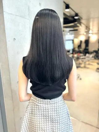 セミロング カラー パーマ ヘアアレンジ 透明感/オリーブ/ グレージュ/YUKAのヘアスタイル
