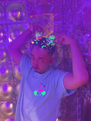 ショート カラー ヘアアレンジ haco+所属・🌈派手髪エクステ ブレイズ🌈ひろとのヘアスタイル