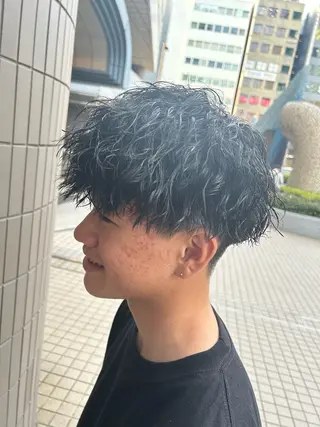 ミディアム パーマ メンズ 大阪/梅田/シャドウ パーマ/ノボリユウタのヘアスタイル