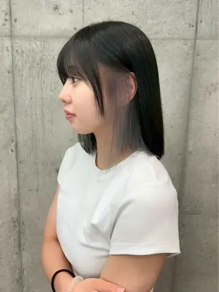 ミディアム カラー ヘアアレンジ 立川レイヤー ブリーチaoiのヘアスタイル