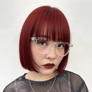 ミディアム カラー ヘアアレンジ 暖色ダブルカラーボブ レイヤー🌈AINAのヘアスタイル