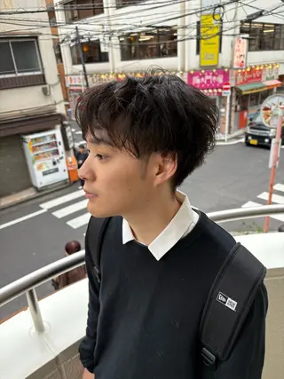 パーマ メンズ メンズ特化 センターパート特化のヘアスタイル