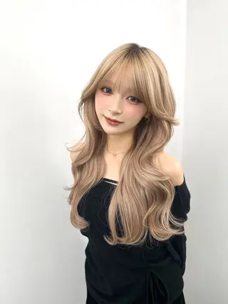 ロング カラー 透明感カラー✨🩵 韓国ヘアkanatoのヘアスタイル