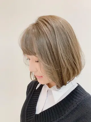 ミディアム カラー すぎもと さき⚡️ 朝ラク・*パーマのヘアスタイル