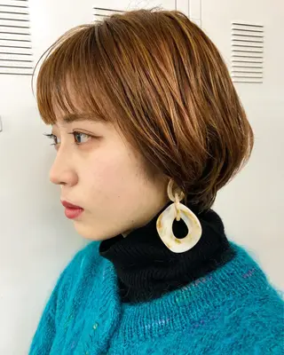 ショート カラー クロスパーマ× 透明感カラー✂︎のヘアスタイル