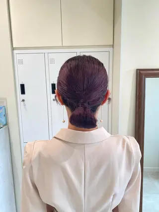 セミロング ヘアアレンジ 暖色カラー /ヘアアレンジ/花鈴のヘアスタイル