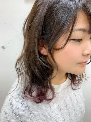 セミロング カラー 🍑艶髪✖️暖色系 ✨momoka🍑のヘアスタイル