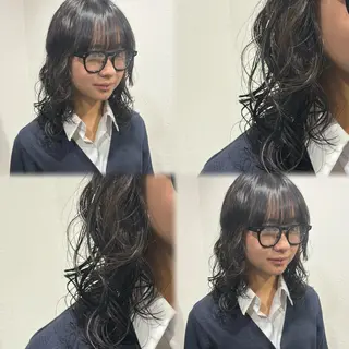 セミロング パーマ 髪質改善ストレート /暖色カラー🎀🪞のヘアスタイル