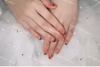 ネイル Shineジェル& チップ長さだしのネイルデザイン