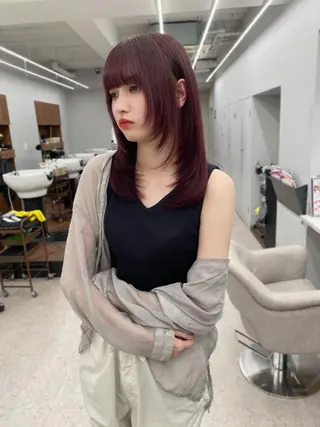 ロング 京都レイヤーカット/ 縮毛矯正/羽柴りくのマツエク・マツパデザイン