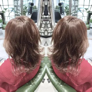 ミディアム カラー パーマ ヘアアレンジ tocca所属・毎月通える価格♪ 杉本真基のヘアスタイル