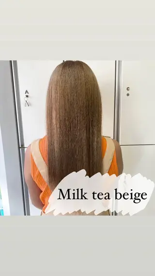 ロング カラー ミルクティーベージュ 暖色カラー/池田麻帆のヘアスタイル