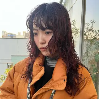 ロング カラー パーマ ボブハイトーン🦖 デザインMAMIのヘアスタイル