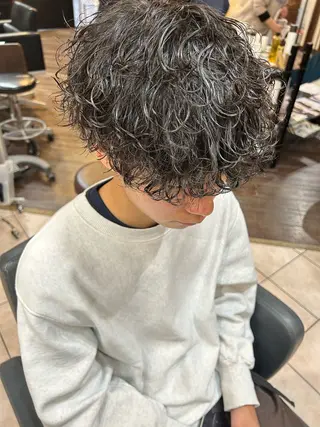 ミディアム パーマ メンズ 大阪/梅田/シャドウ パーマ/ノボリユウタのヘアスタイル