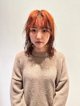 ミディアム カラー パーマ パーマ 大須美容師 ぱるのヘアスタイル