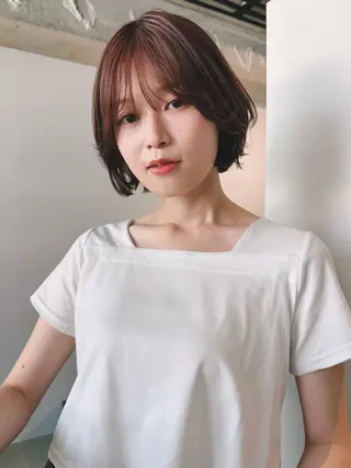 ショート カラー パーマ 🫧小顔×似合わせ× 透明感カラー🫧のヘアスタイル