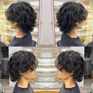 ミディアム パーマ メンズ "PEPPU "所属・派手髪、ハイトーン ショートヘアShinのヘアスタイル