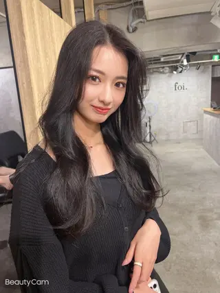 ロング カラー パーマ ヘアアレンジ メンズ キッズ ネイル マツエク・マツパ アイブロウ レイヤー/顔周り 韓国ヘア森田和貴のヘアスタイル