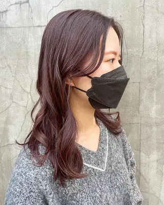 セミロング カラー ヘアアレンジ 髪質改善カラー&TR 縮毛矯正/弱酸性矯正のヘアスタイル