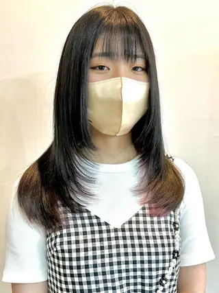 ロング 切りっぱなしボブ/ デザインカラー店長のヘアスタイル