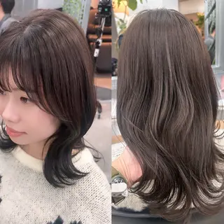 セミロング カラー 岡野 静華のヘアスタイル
