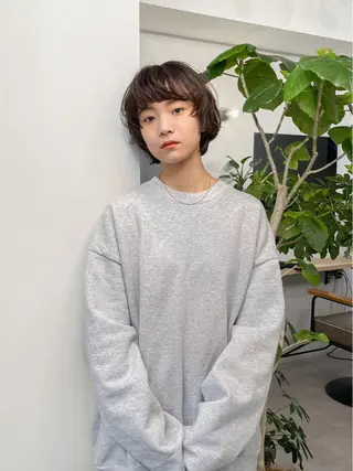 ショート カラー パーマ＊ 顔まわり似合わせのヘアスタイル