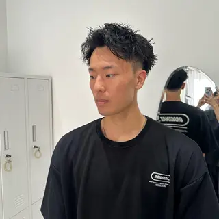 パーマ メンズ 赤み消し/オリーブ カーキ/福田れんのヘアスタイル