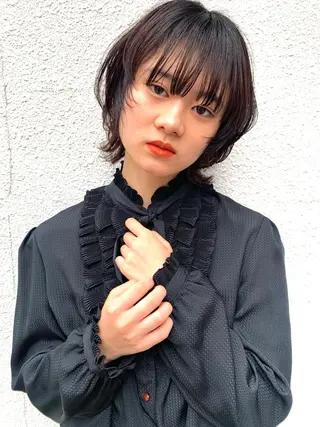 ショート クロスパーマ× 透明感カラー✂︎のヘアスタイル