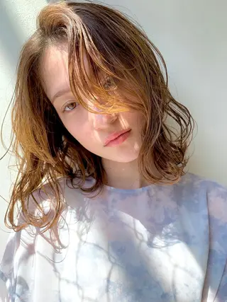 ミディアム パーマ 🤎カット/ブリーチ /縮毛矯正/大宮🤎のヘアスタイル