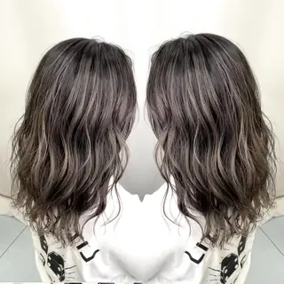 ミディアム カラー 縮毛/レイヤー 韓国/橋口のヘアスタイル