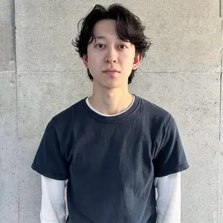 ミディアム パーマ メンズ 鈴木 隼人のヘアスタイル