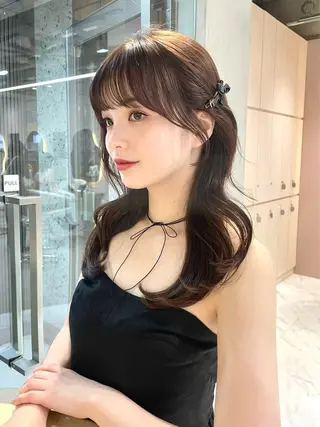 セミロング カラー 美髪矯正 ブリーチな しダブル🍒❤ゆうきのヘアスタイル