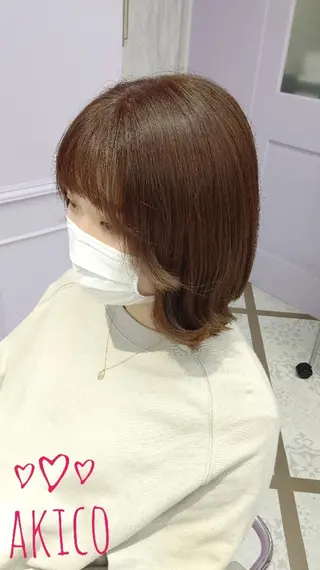ミディアム カラー LUXBE GALLERY なんば駅前店所属・ラックスビーギャラリ ー AKICOのヘアスタイル