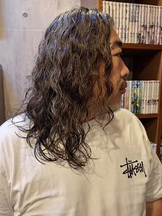 ロング メンズ パーマ 船引 竜将のヘアスタイル