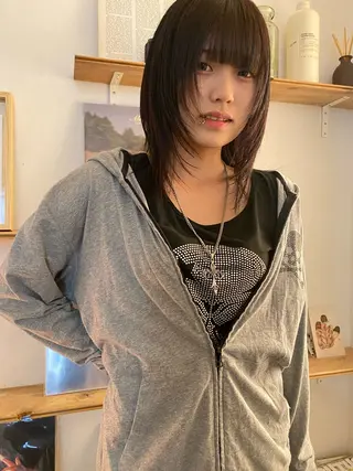 ミディアム カラー 森貴裕/ベージュ/ パーマ/オリーブのヘアスタイル