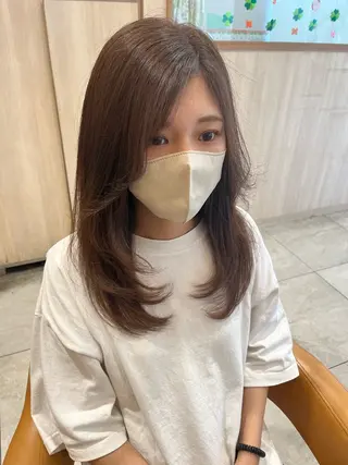 セミロング カラー ラブーケ中川中島店 クラタチカコのヘアスタイル