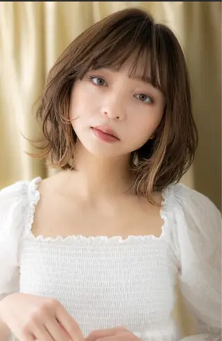ミディアム くびれ&切りっぱボブ 得意👍佐藤歩のヘアスタイル