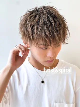 ショート カラー パーマ メンズ メンズカット曲がる 縮毛矯正佐々木タクマのヘアスタイル