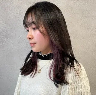 ミディアム カラー yumemiレイヤー ✴︎ 透明感カラーのヘアスタイル