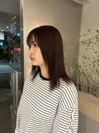 セミロング カラー 馬場 菜乃夏のヘアスタイル