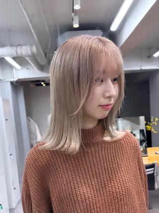 ミディアム カラー ミルクティーベージュ 💫HARUTOのヘアスタイル